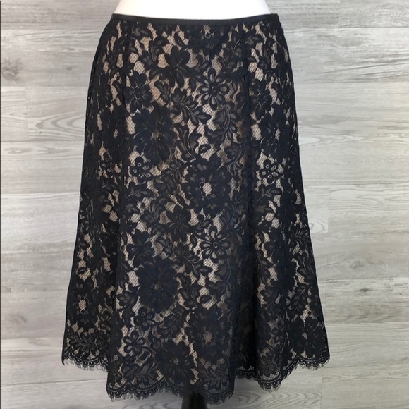 NWT Ann Taylor Black Lace A-Line Midi Skirt New 2 - Picture 1 of 14